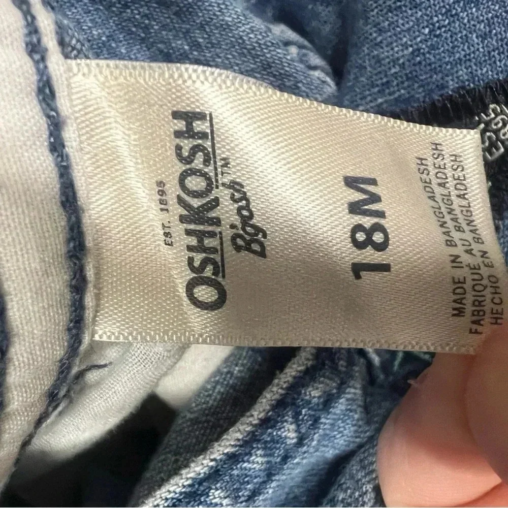 OshKosh B’gosh denim 100% cotton nautical embroidered shortalls size 18 months
